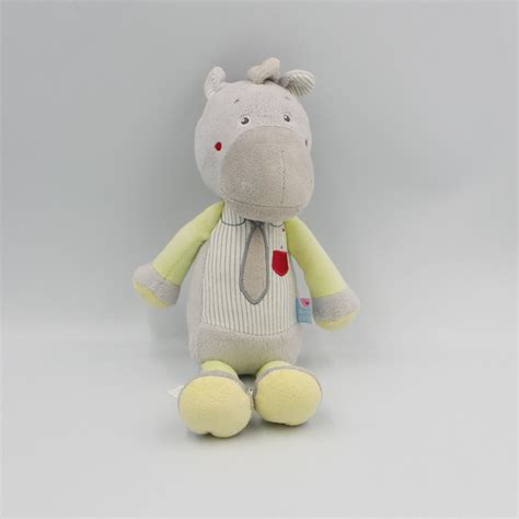 Doudou cheval gris vert cravaté SUCRE D ORGE