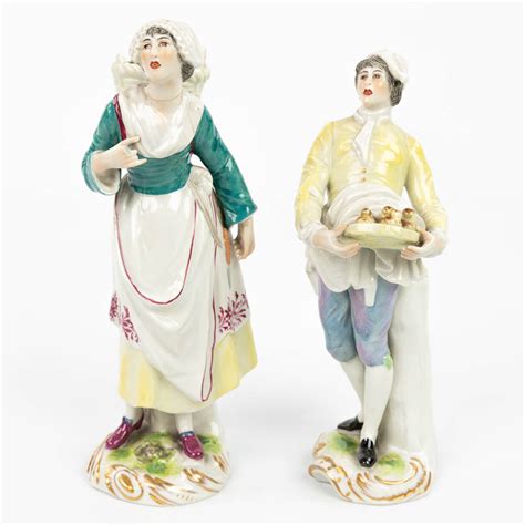 A Pair Of Statues Made Of Porcelain Made In Germany And Marked