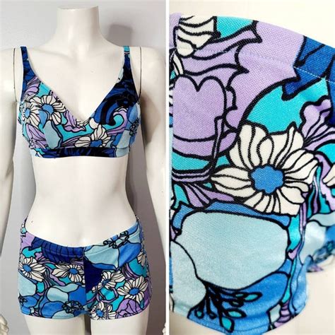 Vintage 1960s MOD Bikini 60s Two Piece Swimsuit Flo Gem