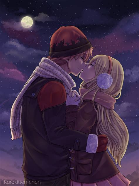 [Media] Natsu x Lucy, a sweet winter kiss | by "karokitten" on Pixiv ...