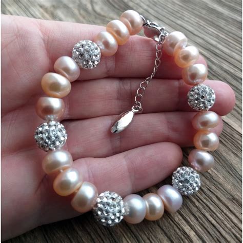 Freshwater Cultured Pearl Bracelet With Shambala Beads