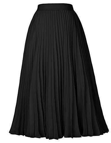 Women High Elastic Pleated Chiffon Skirt Midi A Line Skirts Original