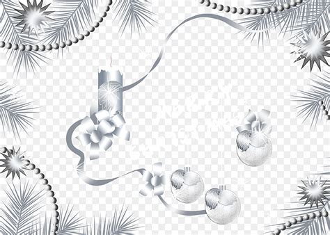 Christmas Pine Branch Hd Transparent Silver Christmas Ribbon Hanging