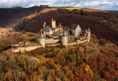 Bourscheid Castle in Luxembourg Stock Image - Image of girdle, junket ...