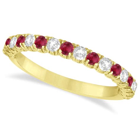 Ruby & Diamond Wedding Band Anniversary Ring 14k Yellow Gold 0.75ct ...