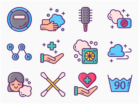 60 Hygiene Icon Set Flat Icons