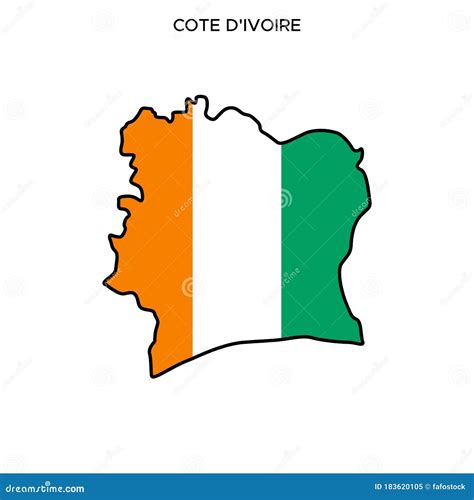 Map And Flag Of Cote D Ivoire Vector Design Template With Editable