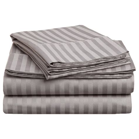 Egyptian Cotton Sateen 300 Thread Count Stripe Deep Pocket Sheet Set Twin And Twin Xl