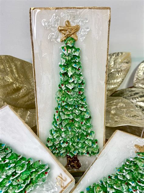 Textured Christmas Tree With Glass Block Art Crushed Glass Etsy