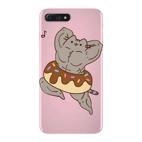 Custom Pusheen The Cat Muscular With Donut Iphone 7 Plus Case By Mdk