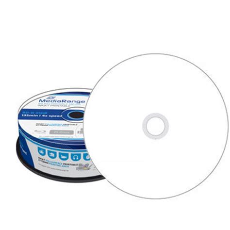 MediaRange Blu Ray BD R 25 GB entièrement imprimable 4x 25 pièces