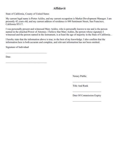 Affidavit Template Create A Free Affidavit Form