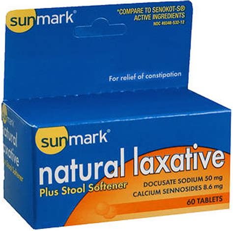 Sunmark Natural Laxative Plus Stool Softener Tablets 60 Ct