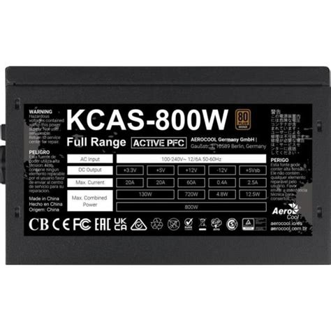 Fonte Gamer Atx Aerocool Kcas W Plus Full Range Apfc Aerocool