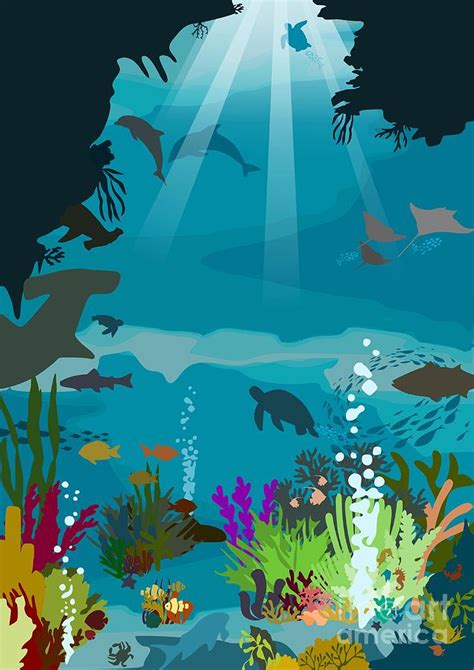 Under The Sea Adventure Ocean Scene, Aquatic Life Digital Art by ...