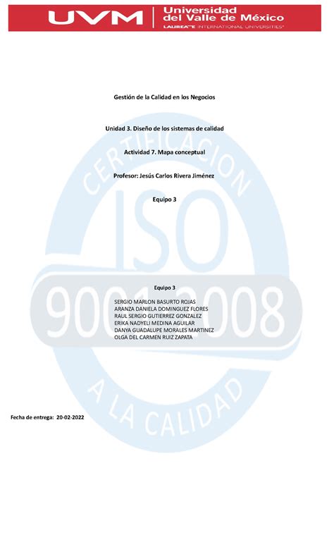 Act Equipo Gestion De La Calidad En Los Negocios Gesti N De La