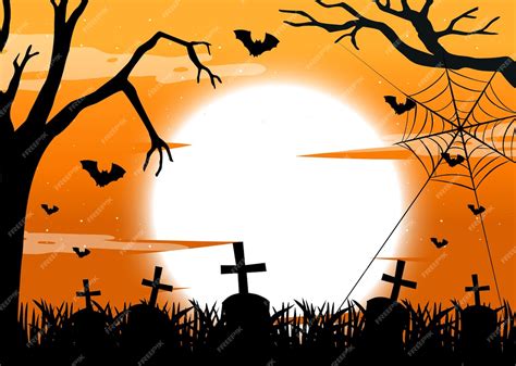 Premium Vector | Spooky forest background with full moon