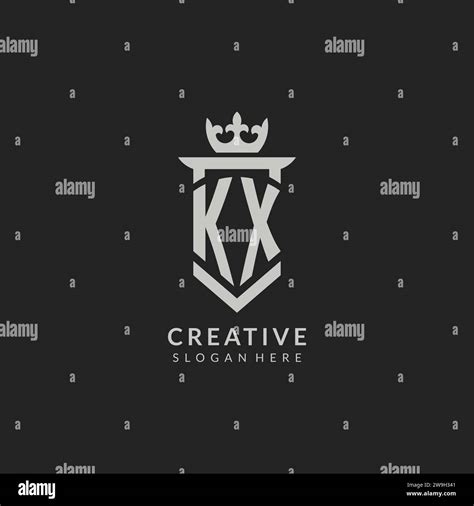 Initial KX Shield And Crown Logo Style Vector Graphic Stock Vector