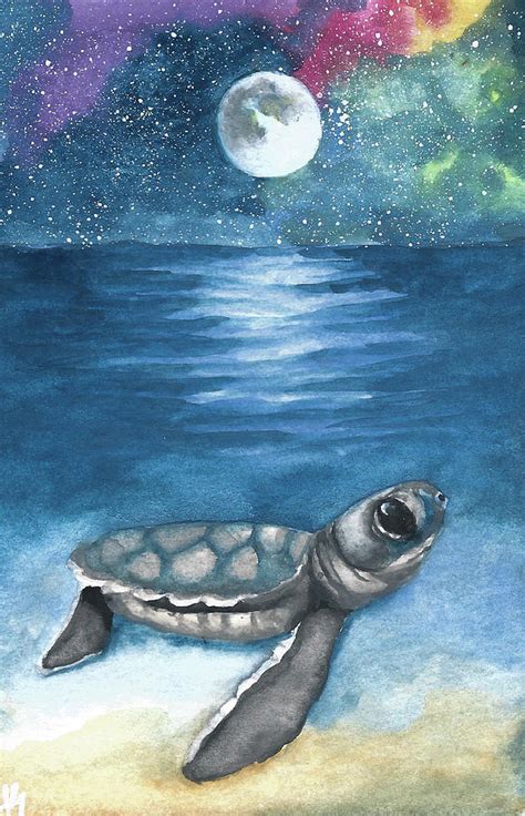 Baby Sea Turtle Painting by Heather Strazza