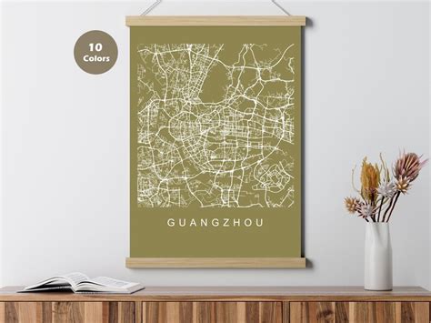 Guangzhou City Map Poster China Map Print Canvas Wall Art Unique