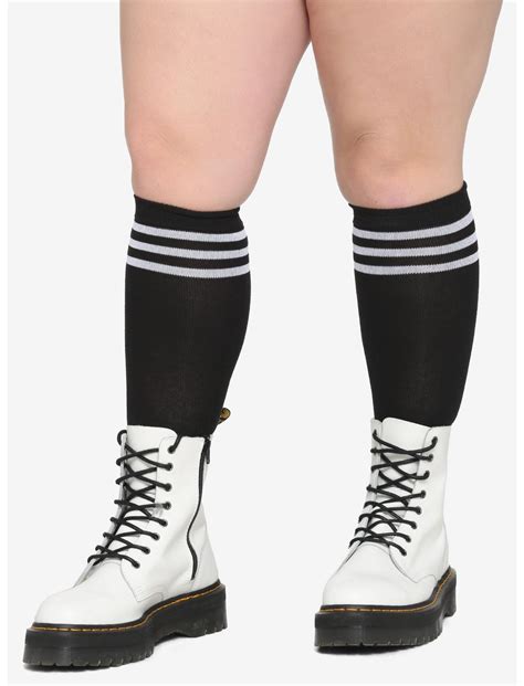 Black White Varsity Stripe Knee High Socks Plus Size Hot Topic