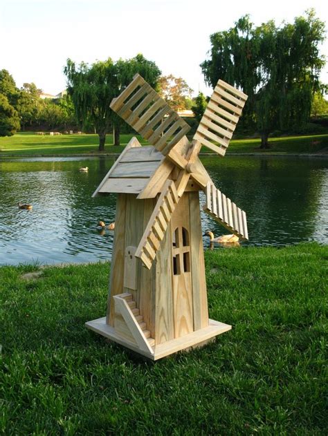 Moulin Vent En Bois Pour Jardin Garden Windmill Wooden