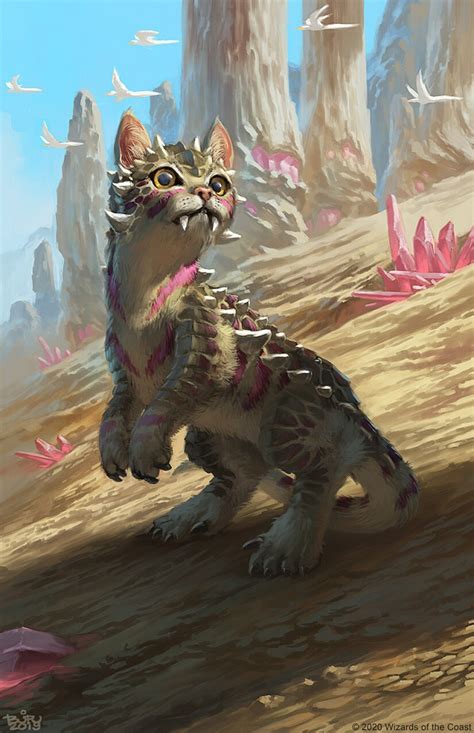 Dinosaur Cat Token Mtg Art From Ikoria Set By Brian Valeza Art Of