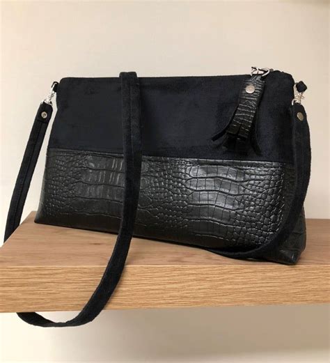 Sac Bandouli Re Noir Simili Cuir Reptile Sac Main Zipp Simili Cuir