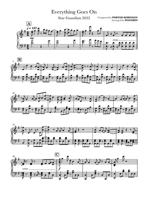 Everything Goes On Porter Robinson Piano Sheets Pdf