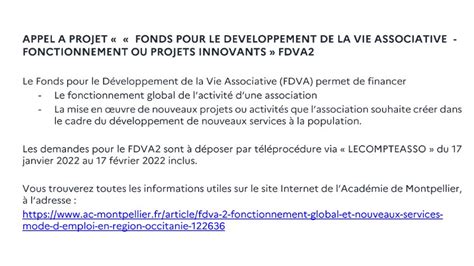 FONDS POUR LE DEVELOPPEMENT DE LA VIE ASSOCIATIVE Administratif Le