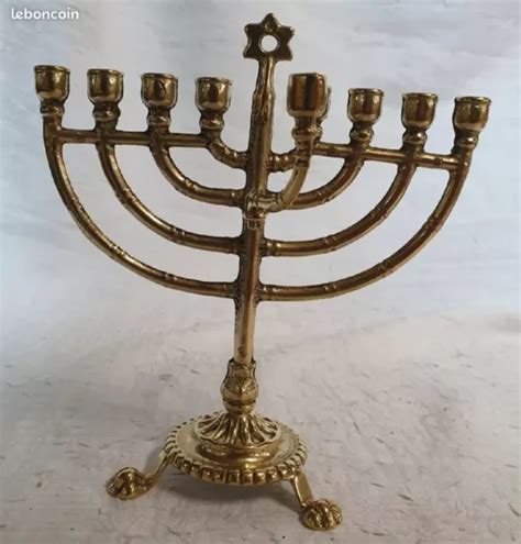 ANCIEN MENORAH HANOUKA CHANDELIER de culte hébreu judaïque 9 branches