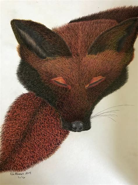 Fox Drawing Fox Pen Ink Drawing Original Art Animal Art Wild Life