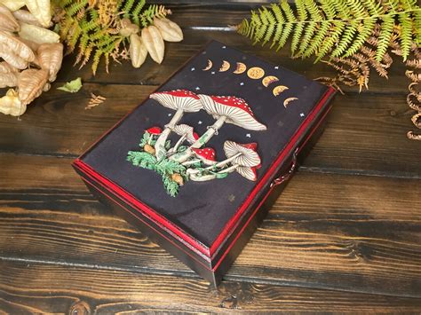 Mushroom Moon Phase Tarot Box Magic Mushroom Jewelry Box For Her