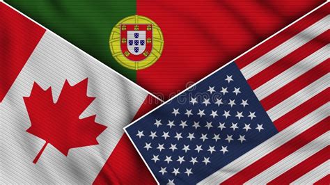 Portugals Enade Delstater America Canada Flaggor Tillsammans