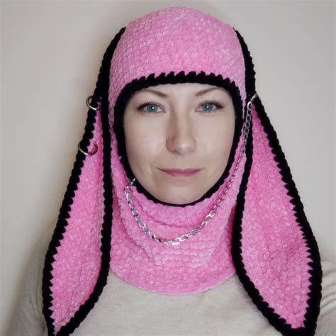 Pastel Goth Bunny Balaclava Pink Black Kawaii Bunny Hat Inspire Uplift