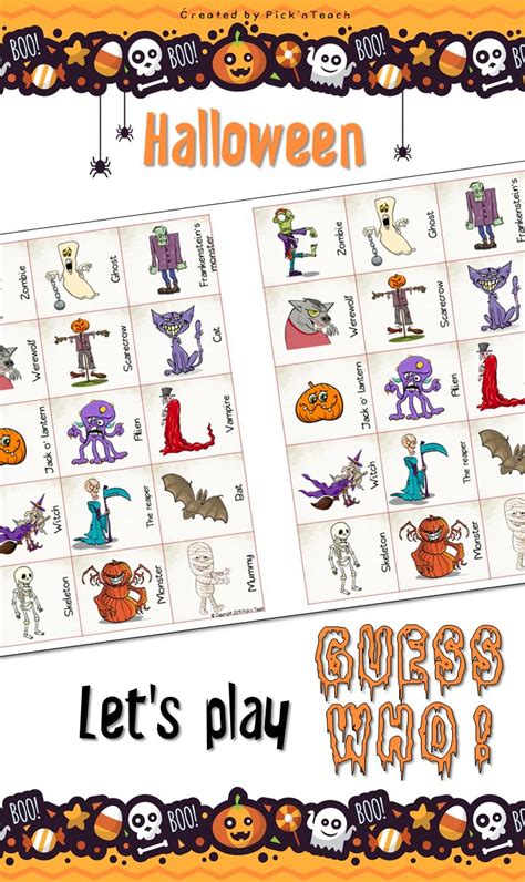 Halloween Monsters Guess Who Speaking Game Halloween Monster