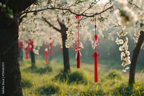 Martisor symbols adorning nature with the beauty of spring blooms Stock Photo | Adobe Stock