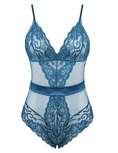 Joyaria Sexy Teal Blue Lace Lingerie Bodysuit For Women For Sex One Piece Teddy Xl Pricepulse