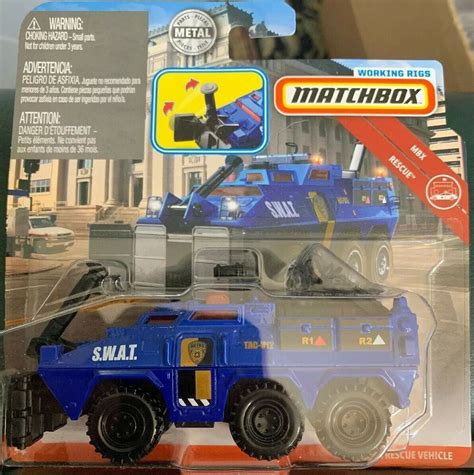 Matchbox Tactical Rescue Vehicle Blue Police Truck Swat Mbx Rescue