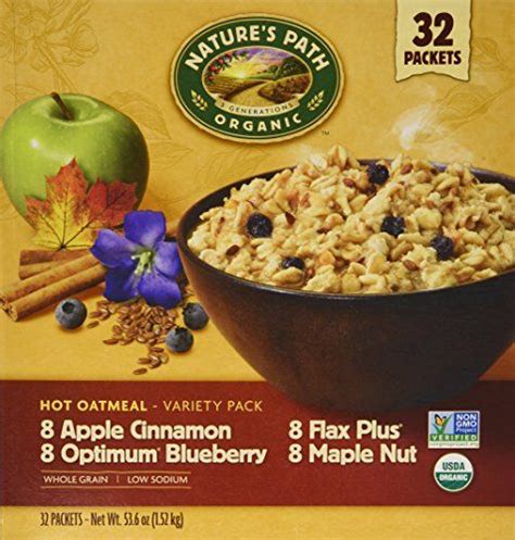 Nature S Path Organic Hot Oatmeal Variety Pack 32 Packets Natures