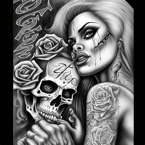 Woman With Skull Chicano Art Clipart High Quality Images Mexican