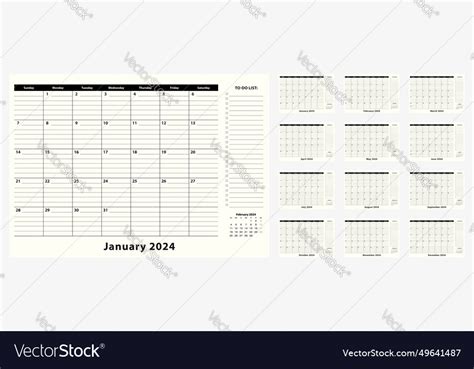 Monthly Business Desk Pad Calendar For Year Vector Image