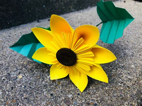 Sunflower paper sunflower origami flower handmade paper | Etsy