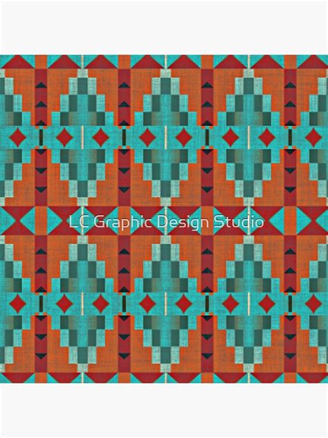 Bright Orange Red Aqua Turquoise Teal Tribal Pattern Throw Pillow For