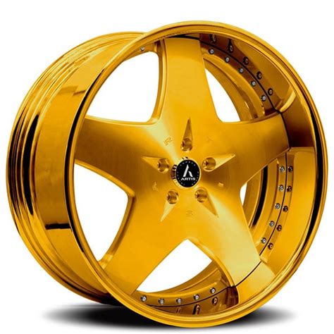 24 Artis Forged Wheels Cashville Brushed Gold Face With Gold Over