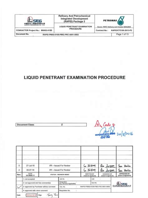 Liquid Penetrant Examination Procedure