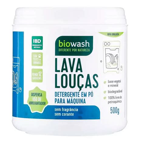 Lava Louças em Pó Natural e Biodegradável 500g Biowash Atlantikos