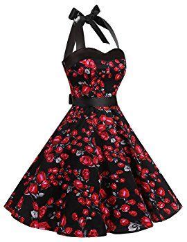 Dresstells Damen Er Jahre Kleid Vintage Cocktailkleid Neckholder