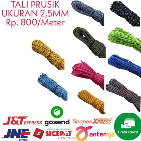 Jual TALI PRUSIK TALI PERUSIK TALI PARACORD 2 5mm PER METER Shopee