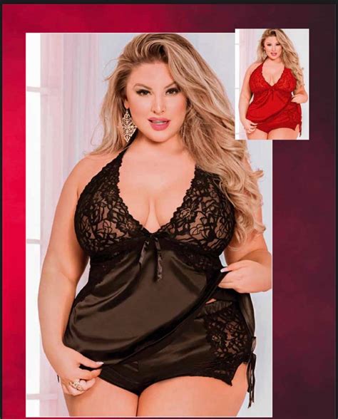 Plus Size Babydoll Lingerie Set Lace Details Red Black Ready To Ship Xl Various Sizes